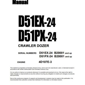 Komatsu D51EX-24 , D51PX-24 Bulldozer S.N B20001-and UP Workshop Manual