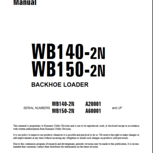 Komatsu Backhoe Loader WB140-2 Workshop Manual