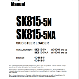 Komatsu SK815-5N, SK815-5NA Skid Steer Loader Workshop Manual