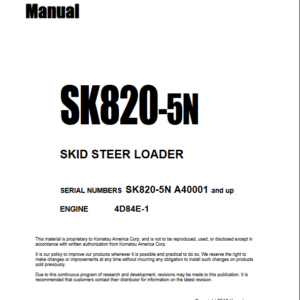 Komatsu SK820-5N Skid Steer Loader Workshop Manual