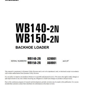 Komatsu WB140-2N, WB150-2N USA Backhoe Loader Workshop Manual