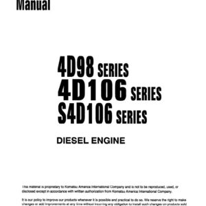 Komatsu 4D98 , 4D106, S4D106 Engine Series Workshop Manual